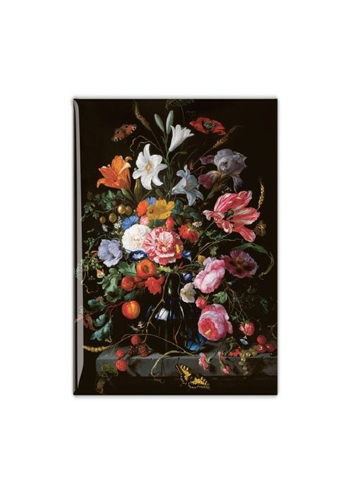 Aimant frigo, Nature morte aux fleurs dans un vase en verre, De Heem