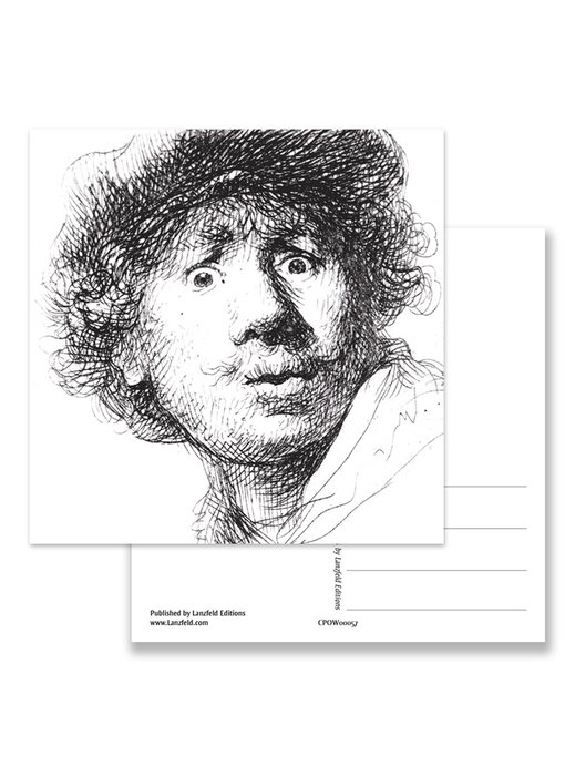 Postcard, Self Portrait with Curious Face, Rembrandt