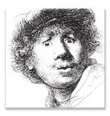 Postkarte, Selbstporträt mit überraschtem Aussehen, Rembrandt