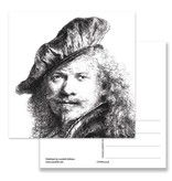 Ansichtkaart, Zelfportret met baret, Rembrandt