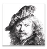 Ansichtkaart, Zelfportret met baret, Rembrandt