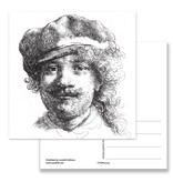 Postkarte, 1634 Selbstporträt mit Hut, Rembrandt