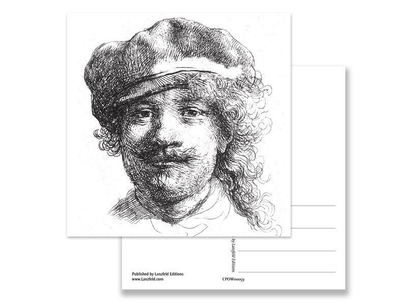 Ansichtkaart, Zelfportret met hoed, Rembrandt