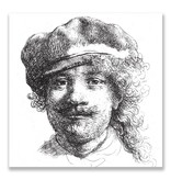 Postcard, Self portrait with hat, Rembrandt