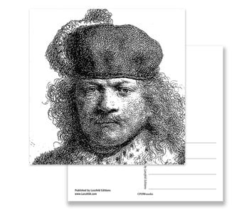 Postkarte, 1634 Selbstporträt in reichem Kostüm, Rembrandt