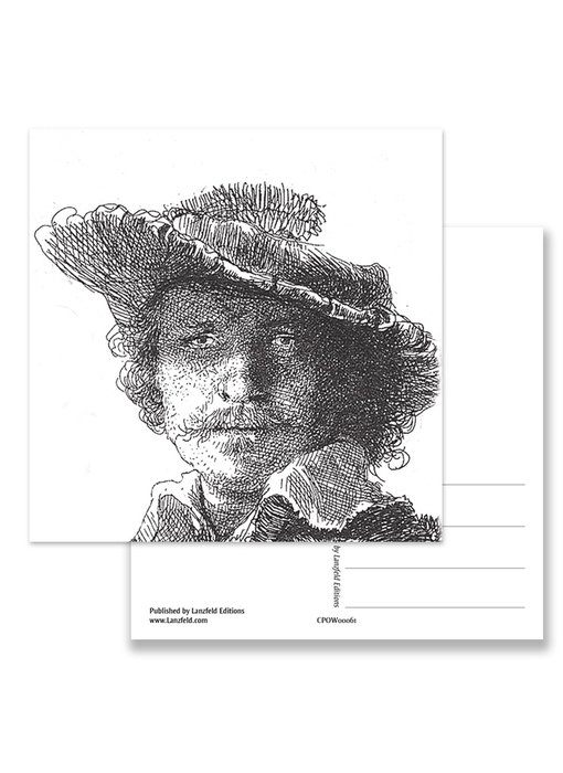 Postcard, Self portrait without Saskia, Rembrandt
