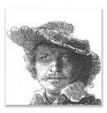 Postcard, Self portrait without Saskia, Rembrandt