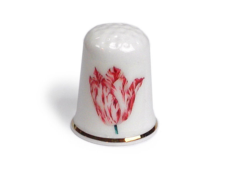 Thimble, Red with white tulip, Marrel