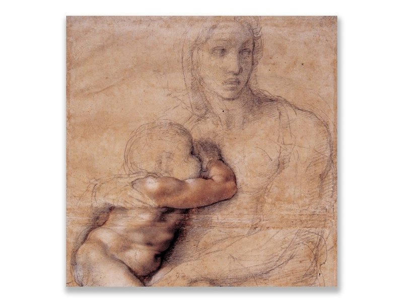 Ansichtkaart, Madonna, Michelangelo,Madonna en kind 1520-25