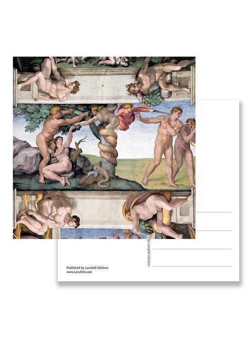 Carte postale, Chapelle Sixtine, Adam et Eve, Michel-Angee