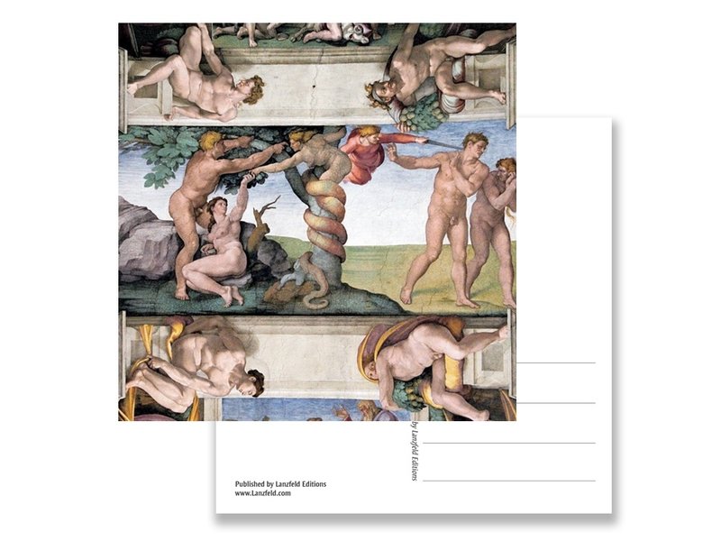 Postkarte, Sixtinische Kapelle, Adam und Eva, Michelangelo