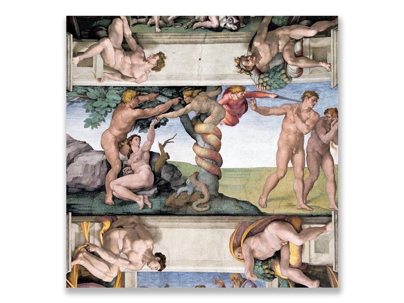 Postcard, Sistine chapel, Adam and Eve, MichealAngelo