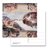 Carte postale, Chapelle Sixtine, Création d'Adam, Michel-Ange