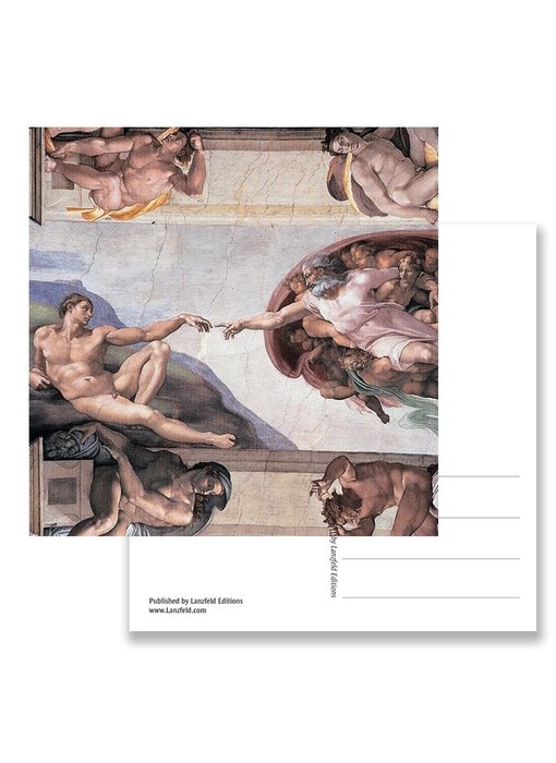 Carte postale, Chapelle Sixtine, Création d'Adam, Michel-Ange