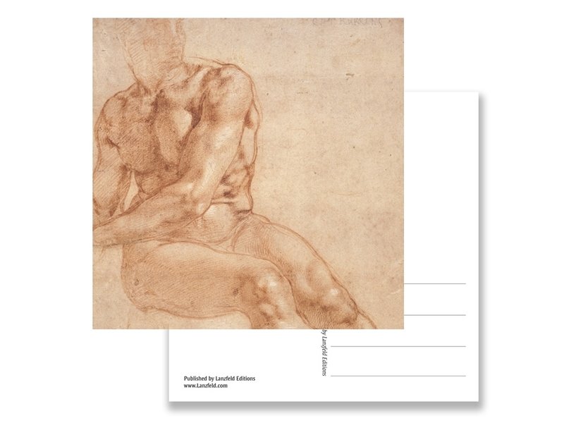 Postcard, Study of a Seated Young man and.., Michelangelo