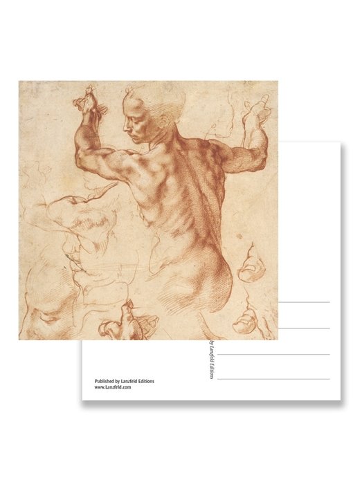 Ansichtkaart, Studies voor de Libische sybille, Michelangelo