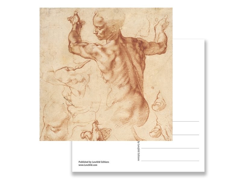 Ansichtkaart, Studies voor de Libische sybille, Michelangelo