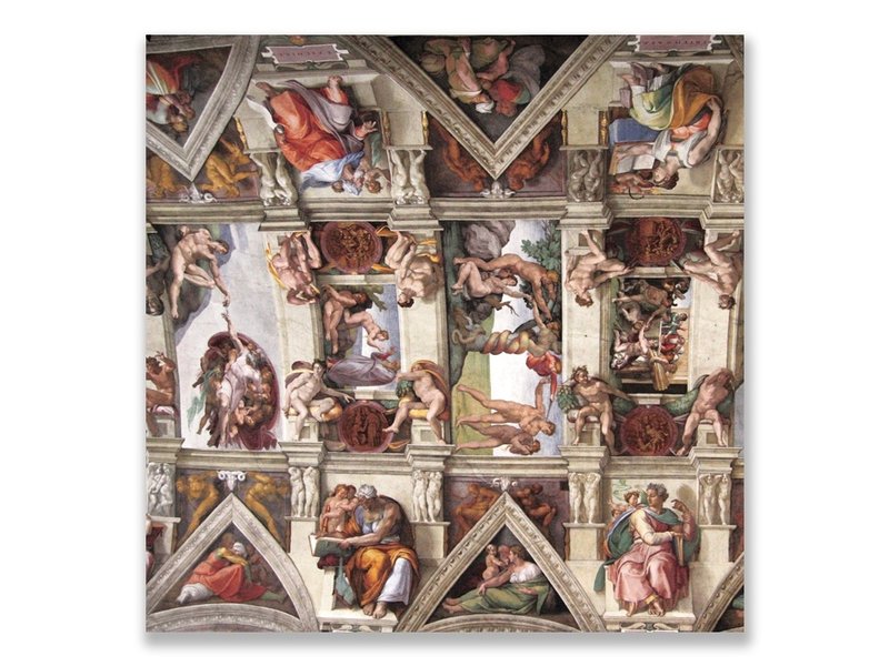 Ansichtkaart, Detail Sixtijnse Kapel, Michelangelo