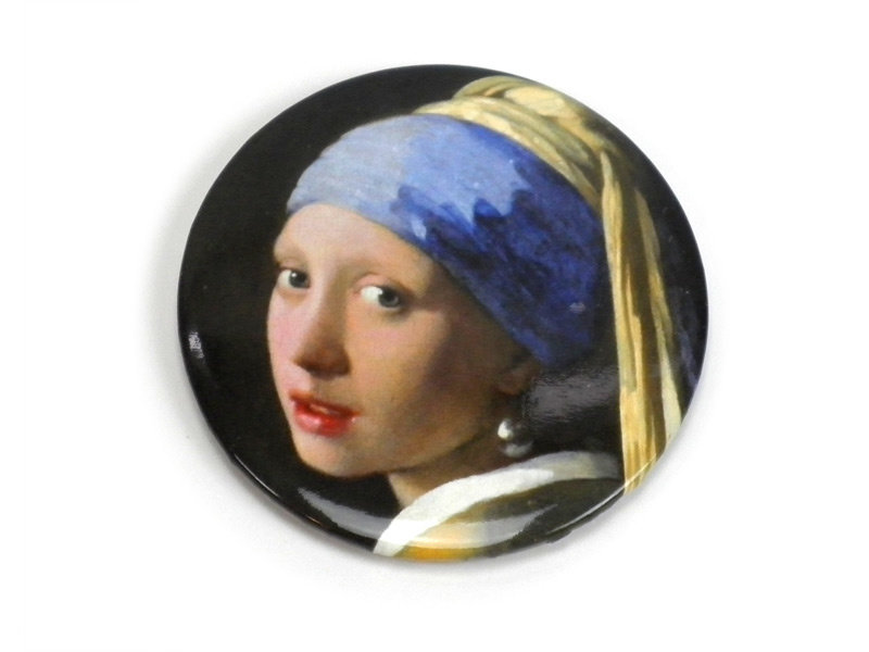 Espejo de bolsillo grande, 80 mm, niña con pendiente de perla, Vermeer