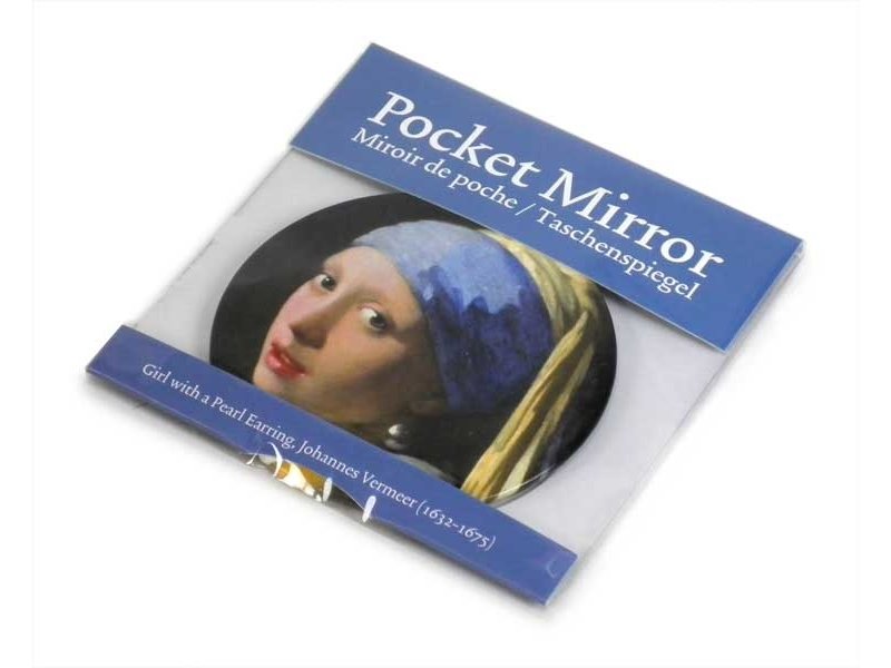 Miroir de poche Large, 80 mm, fille avec une boucle d'oreille en perle, Vermeer