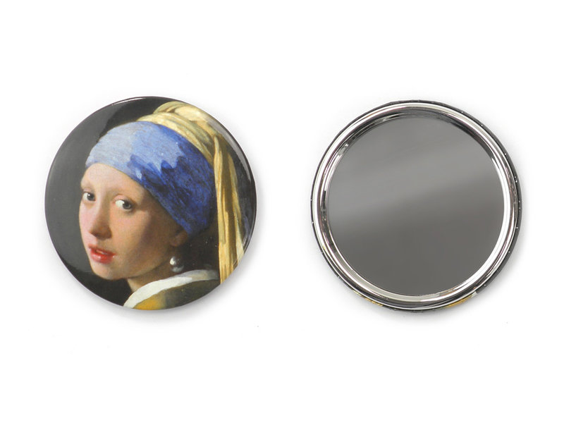 Espejo de bolsillo grande, 80 mm, niña con pendiente de perla, Vermeer