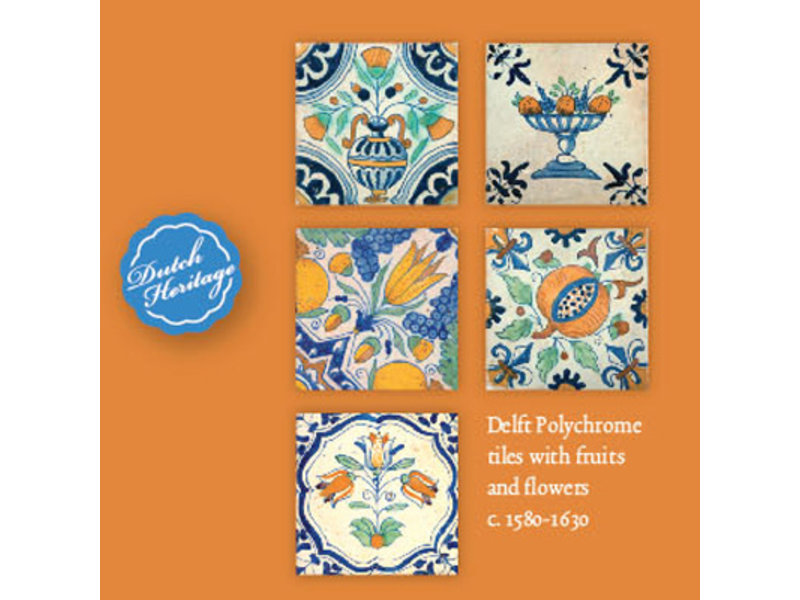 Porte-cartes, Carré, carreaux bleu Delft, Fruits et fleurs