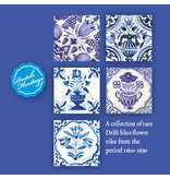 Porte-cartes, Carré, carreaux de fleurs bleues de Delft