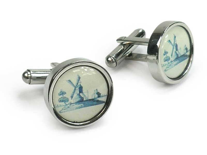 Cufflinks, Windmill Delft Blue Tile