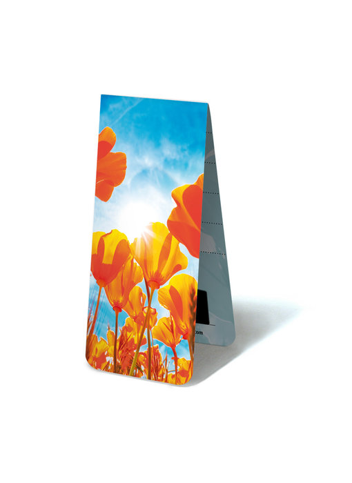 Magnetic Bookmark, Tulips red yellow with sun