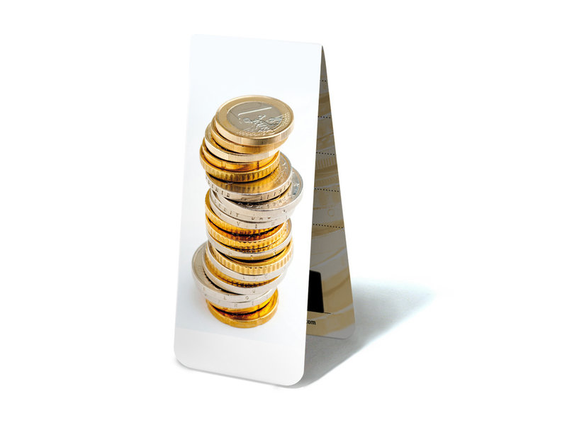 Marque-page magnétique, pièces en euro empilées