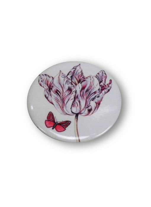 Pocket Mirror W, Ø 60 mm, Marrel, Tulip with butterfly