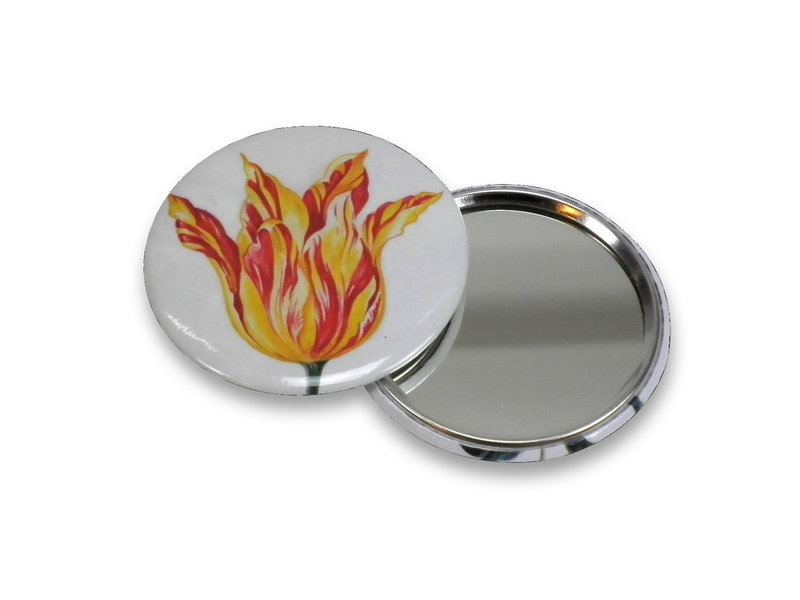 Pocket Mirror, Small, Ø 60 mm,  Yellow red tulip, Marrel