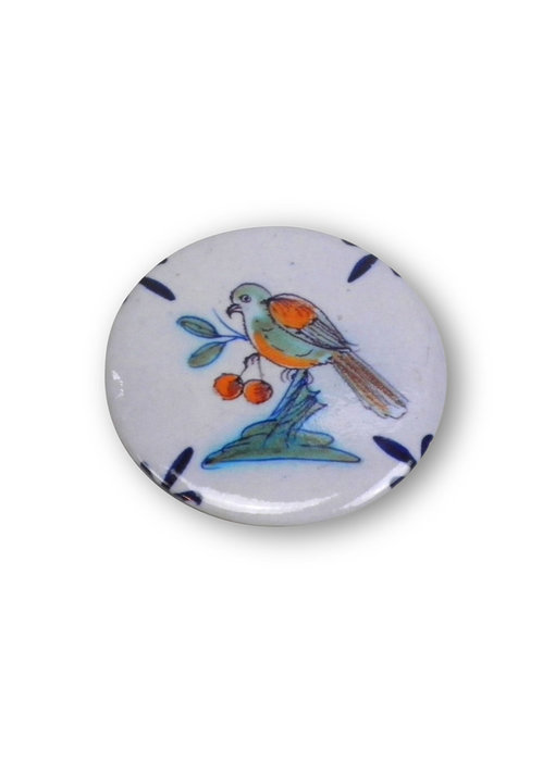 Miroir de poche, Ø 60 mm, carrelage Delft Blue, oiseau