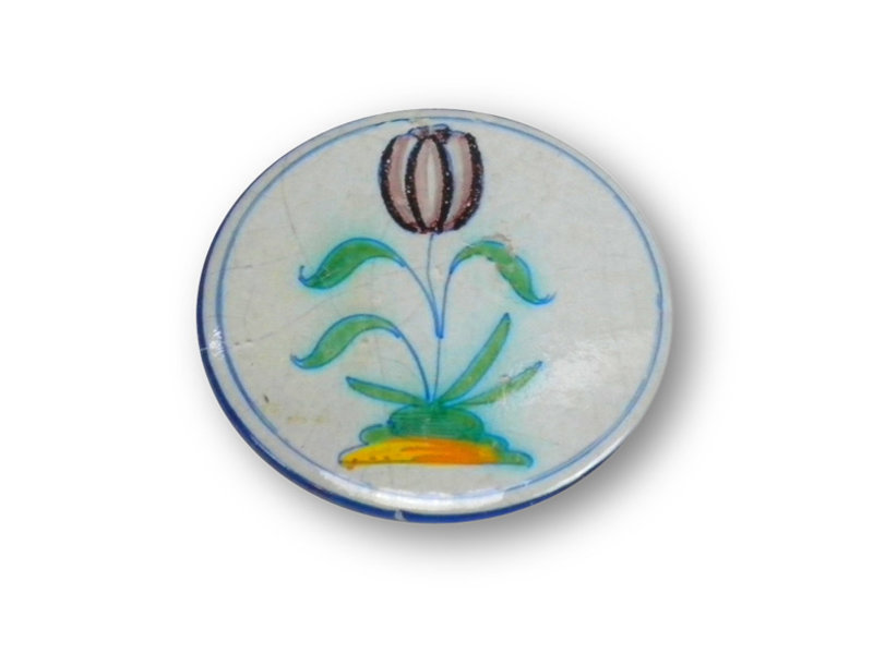 Espejo de bolsillo, Ø 60 mm, tulipán Delft Blue en círculo