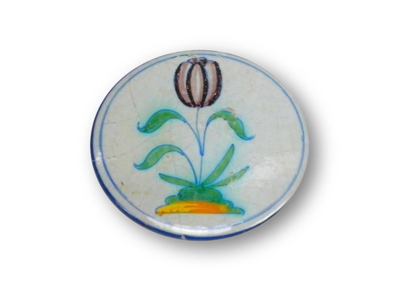 Miroir de poche, Ø 60 mm, tulipe bleu de Delft en cercle
