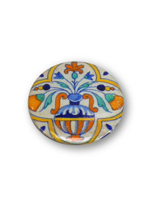 Taschenspiegel, Ø 60 mm, Delfter blaue Vase mit Blumen