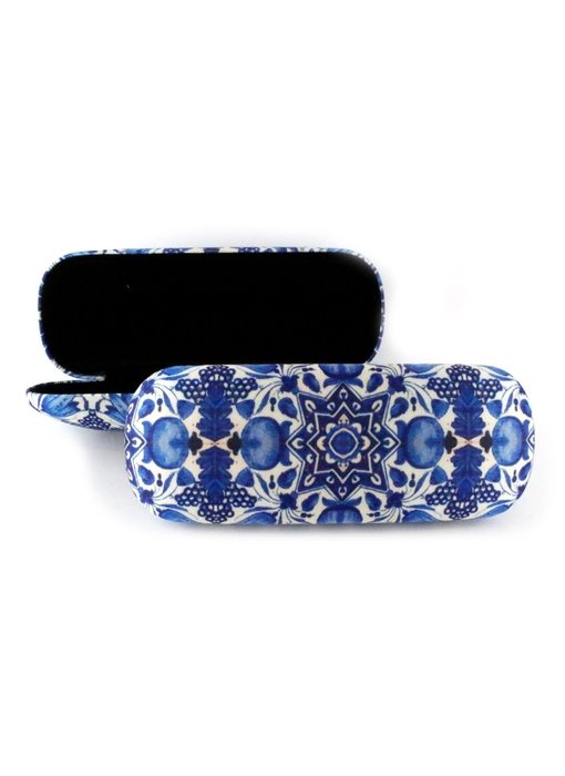 Estuche para gafas, azulejos de tulipán azul de Delft