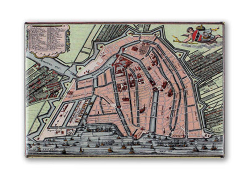 Aimant pour réfrigérateur, carte d'Amsterdam 1585