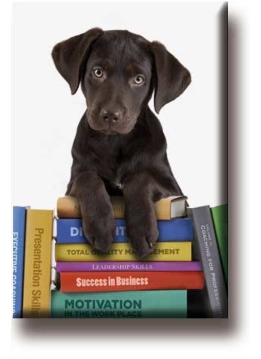 Koelkastmagneet, Puppy op boeken