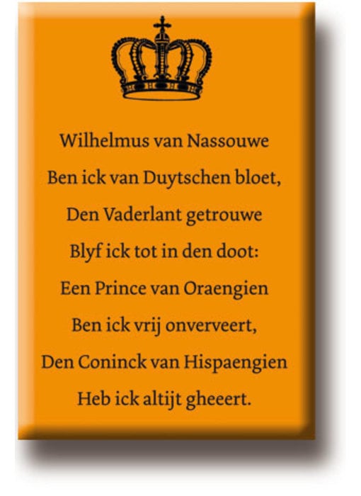 Fridge magnet, Anthem Wilhelmus van Nassouwe