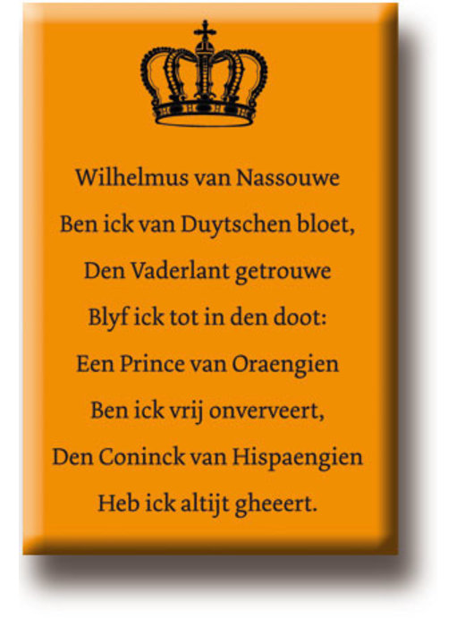 Kühlschrankmagnet, Hymne Wilhelmus van Nassouwe