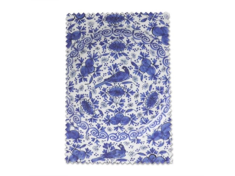 Brillenputztuch , 10 x 15 cm, Delfter Blau, Fayence-Platte