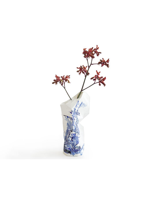 Vase en papier, icônes bleues de Delft / navire