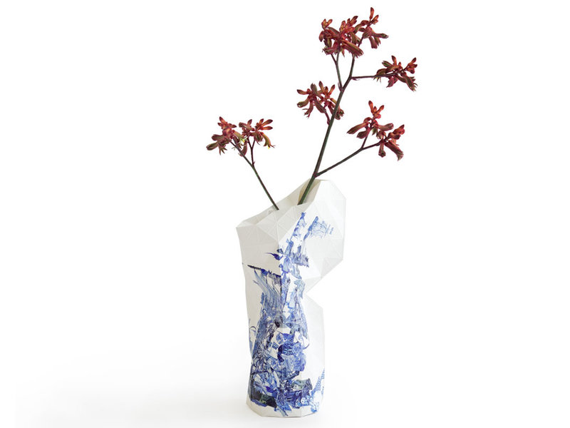 Papiervase, Delfter blaue Symbole / Schiff