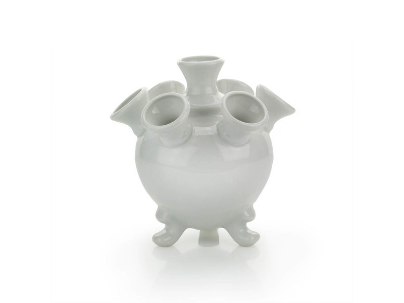 White tulip vase, round, 14 cm D0303