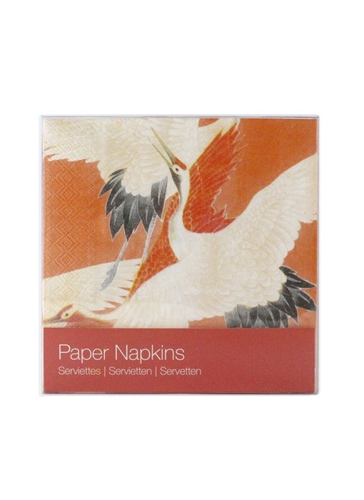 Paper Napkins, White and Red Cranes