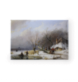 Kühlschrankmagnet, Winterlandschaft 1846, Regalholz