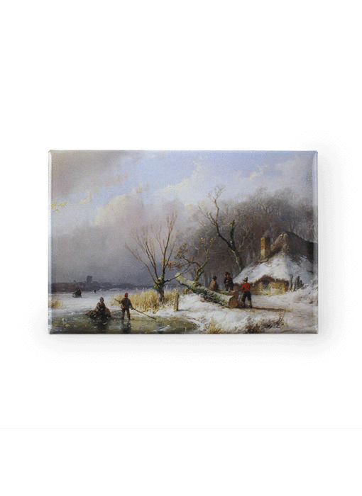 Kühlschrankmagnet, Winterlandschaft 1846, Regalholz