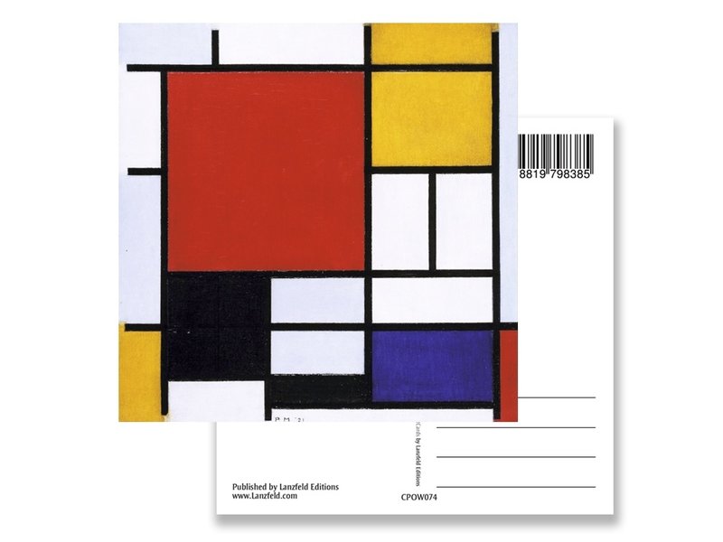 Carte postale, Composition avec grande zone rouge, Mondrian