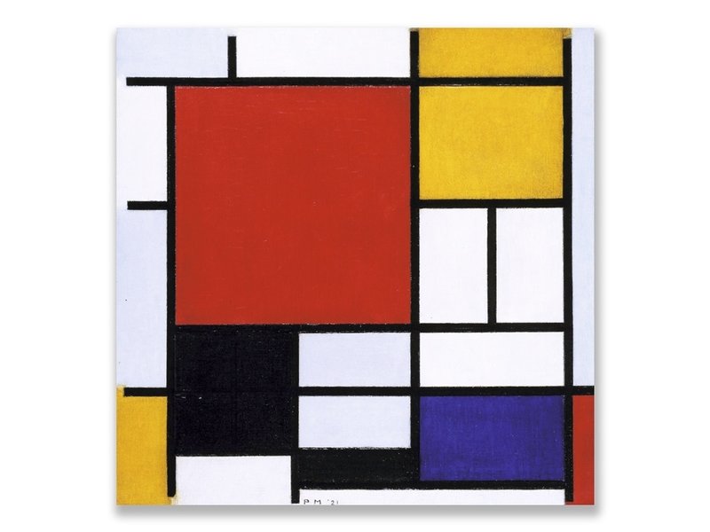 Ansichtkaart, Compositie met groot rood vlak, Mondriaan